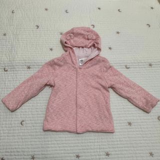 ベビーギャップ(babyGAP)の【80cm】babygap くま耳付きフードパーカー　ボーダー　リバーシブル(カーディガン/ボレロ)