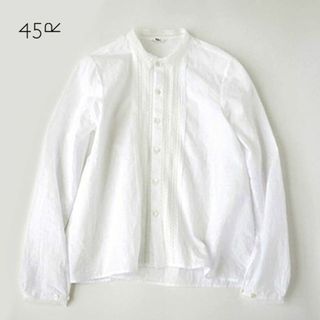 フォーティファイブアール(45R)の45R✨45rpm カディコットン レースピンタックブラウス R刺繍サイズ3(シャツ/ブラウス(長袖/七分))