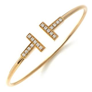 ティファニー(Tiffany & Co.)のティファニー Tiffany & Co. バングル Tワイヤー 60010754 純正 ダイヤモンド 計0.24ct K18PG 【中古】(ブレスレット/バングル)