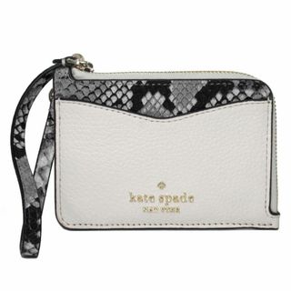 ケイトスペードニューヨーク(kate spade new york)の【新品】ケイトスペード カードケース kate spade レイラ ミックスド マテリアル パイソン柄 レザー カードホルダー キーリング付き KB494 960(パーチメント) アウトレット レディース(名刺入れ/定期入れ)