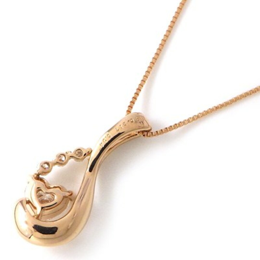 【ダイヤモンド】 ネックレス オープン ドロップ モチーフ 1ポイント ハートシェイプ ダイヤモンド 0.317ct 3ポイント ラウンド ダイヤモンド 0.04ct K18PG 1