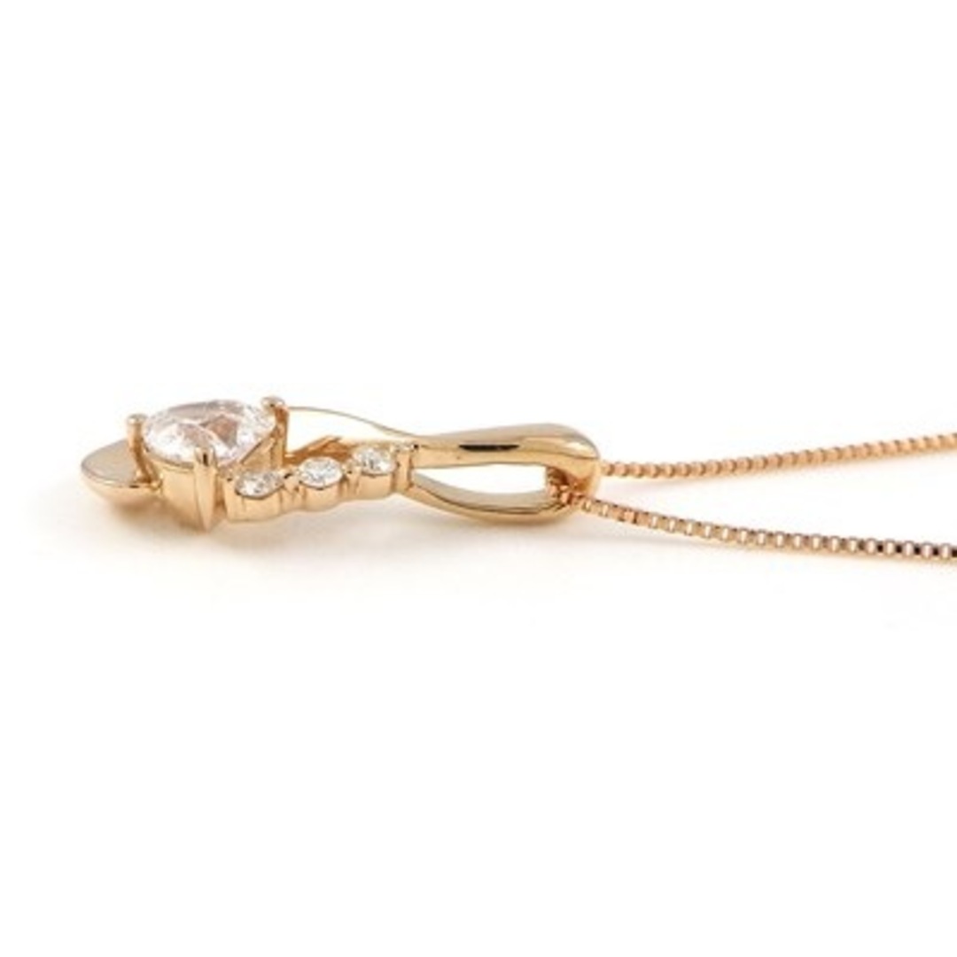 【ダイヤモンド】 ネックレス オープン ドロップ モチーフ 1ポイント ハートシェイプ ダイヤモンド 0.317ct 3ポイント ラウンド ダイヤモンド 0.04ct K18PG 2