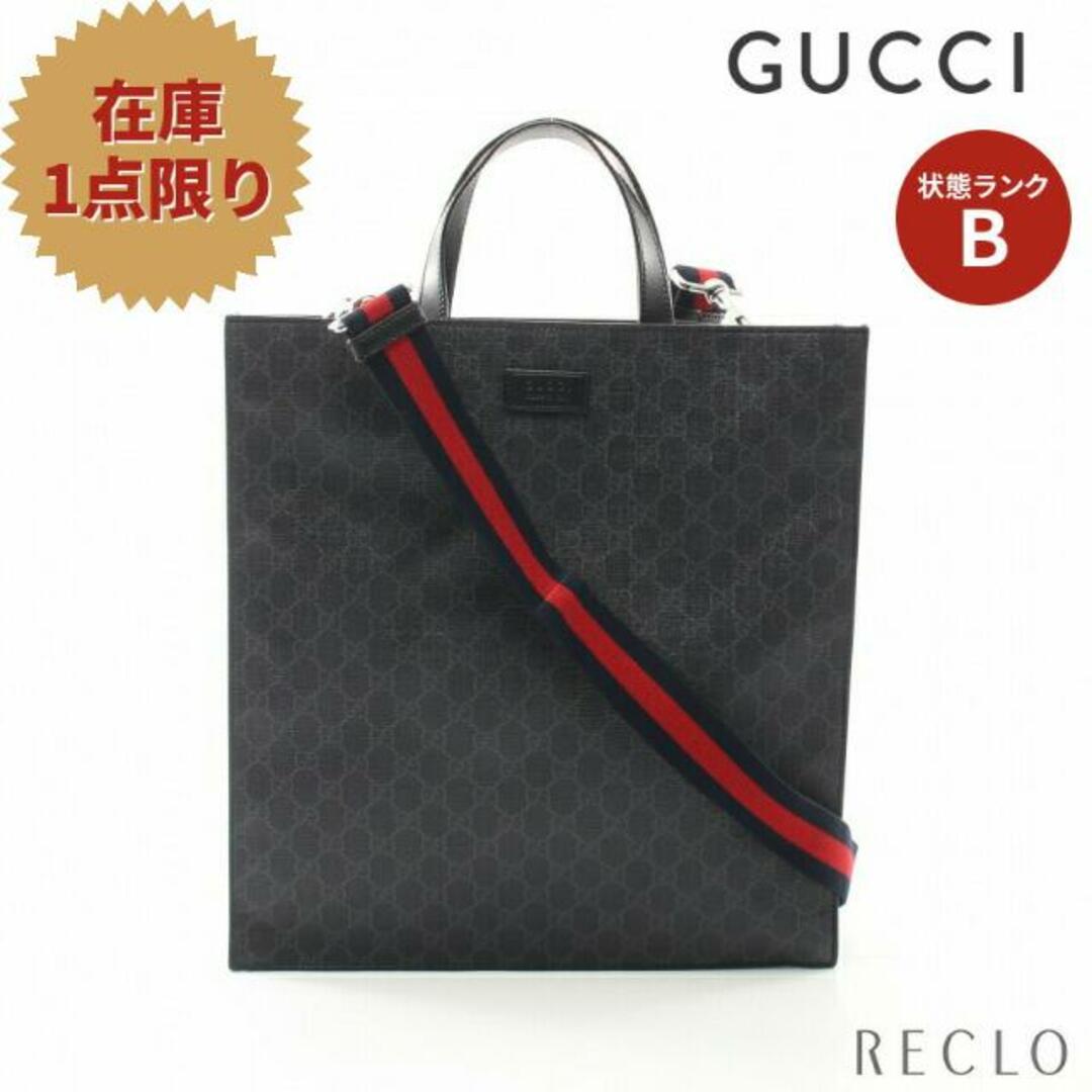 Gucci(グッチ)のGGスプリーム ハンドバッグ トートバッグ PVC レザー ダークグレー ブラック 2WAY メンズのバッグ(トートバッグ)の商品写真