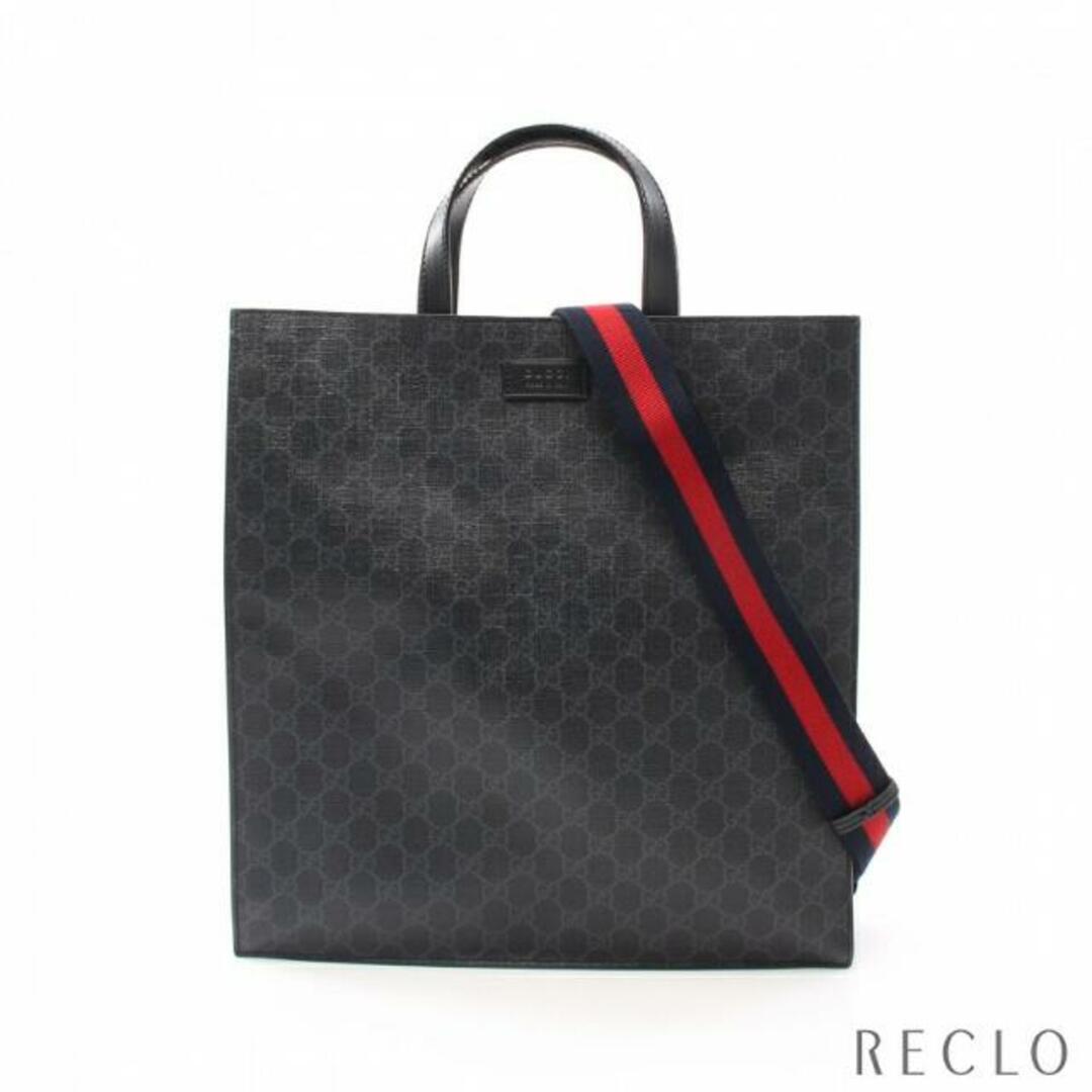 Gucci(グッチ)のGGスプリーム ハンドバッグ トートバッグ PVC レザー ダークグレー ブラック 2WAY メンズのバッグ(トートバッグ)の商品写真