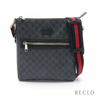 グッチ(Gucci)のGGスプリーム メッセンジャーバッグ シェリーライン ショルダーバッグ PVC レザー ブラック マルチカラー(ショルダーバッグ)