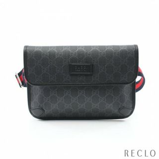 グッチ(Gucci)のGGスプリーム ウエストバッグ ボディバッグ PVC レザー ブラック マルチカラー(ボディーバッグ)