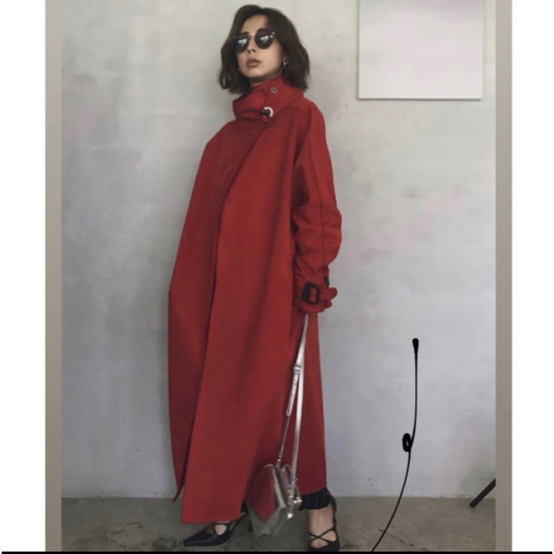 Ameri VINTAGE(アメリヴィンテージ)のameri vintage WRAP COLLAR COAT レッド レディースのジャケット/アウター(ロングコート)の商品写真