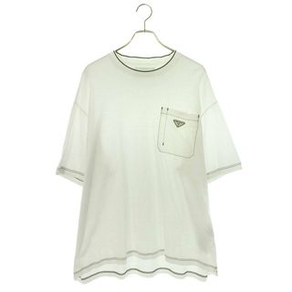 未使用 プラダ PRADA Tシャツ カットソー トライアングル コットン 無地 トップス メンズ L ホワイト