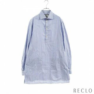 グッチ(Gucci)の オーバーサイズ シャツ ストライプ コットン ブルーグレー ホワイト ダブルポケット(シャツ)