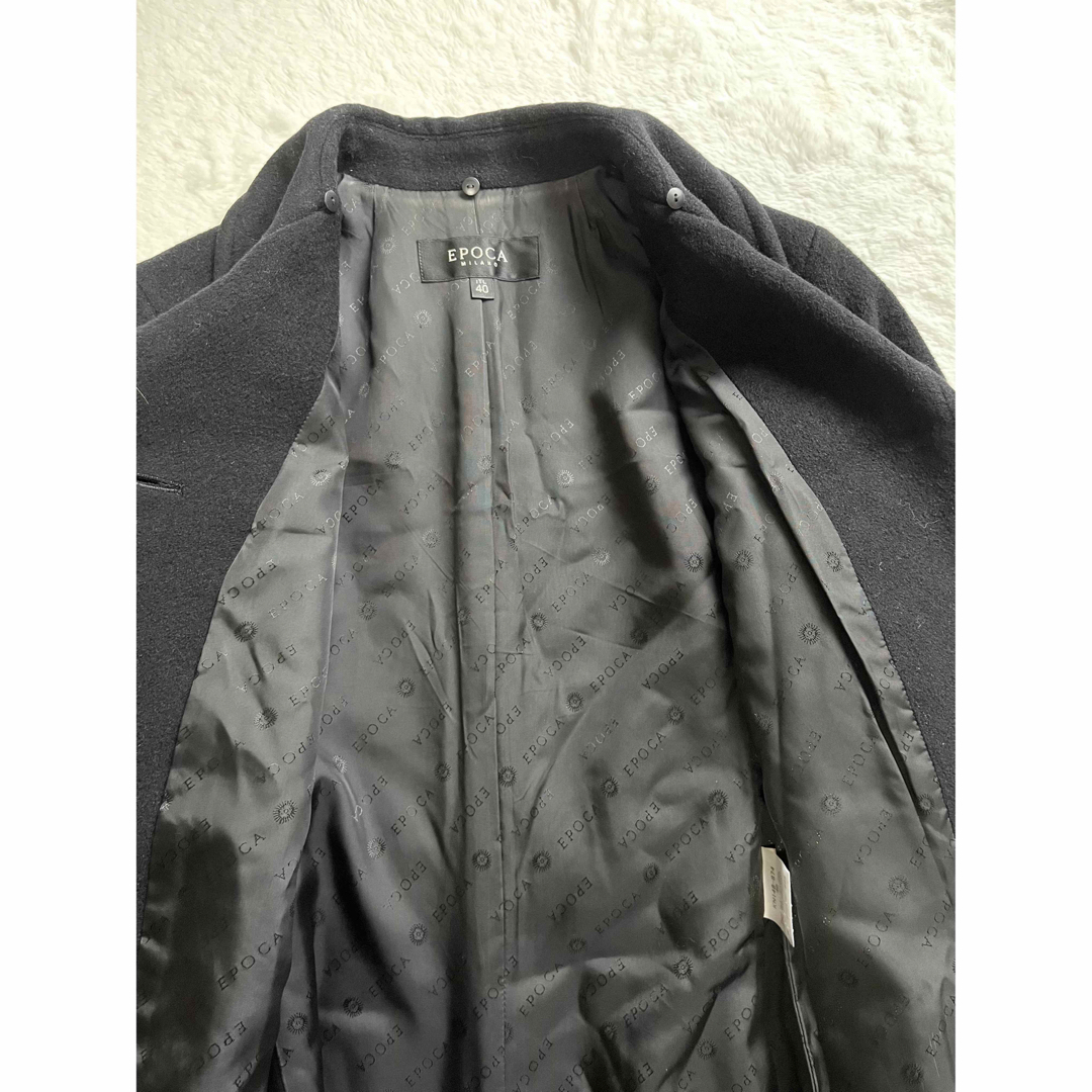 極美品　エポカ ロングコート 40サイズ アンゴラ混 ブラック　黒　ベルト付き