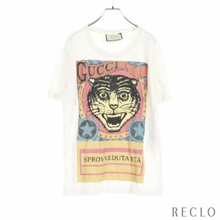 グッチ(Gucci)の Tシャツ コットン ホワイト マルチカラー タイガープリント ダメージ加工(Tシャツ/カットソー(半袖/袖なし))