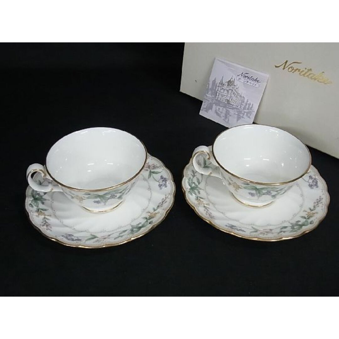 付属品■新品■未使用■ Noritake ノリタケ フラワー カップ＆ソーサー 食器 テーブルウェア ペア 2客セット ホワイト系×マルチカラー AQ3030