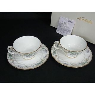 ノリタケ(Noritake)の■新品■未使用■ Noritake ノリタケ フラワー カップ＆ソーサー 食器 テーブルウェア ペア 2客セット ホワイト系×マルチカラー AQ3030(食器)