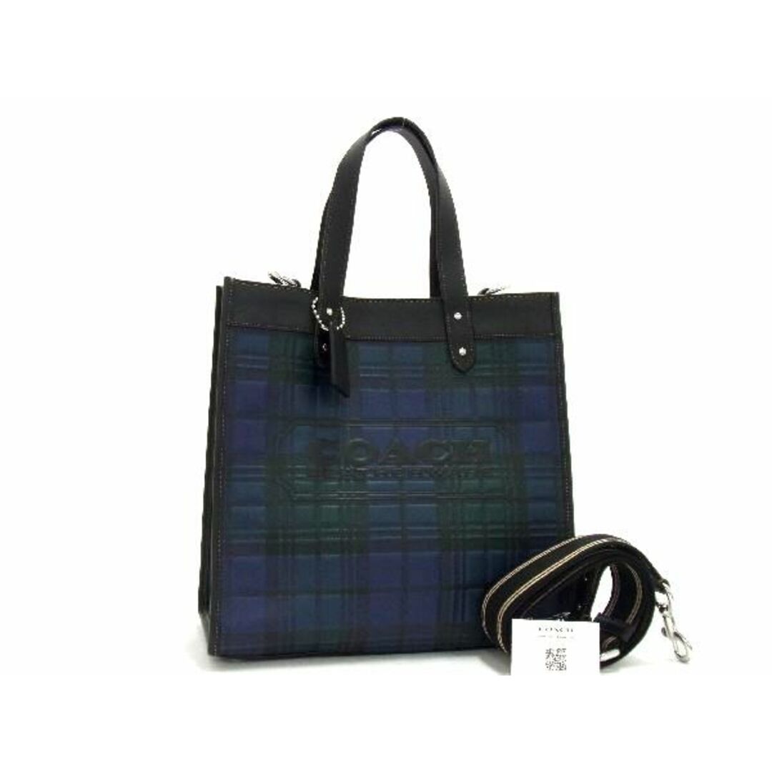 ■新品■未使用■ COACH コーチ レザー チェック柄 2way ハンドバッグ トート ショルダーメンズ レディース  ネイビー系 AR5573