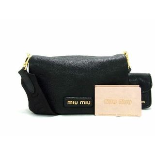 ミュウミュウ(miumiu)の■新品■未使用■ miumiu ミュウミュウ 5BD222 レザー クロスボディ ショルダーバッグ 斜め掛けかばん レディース ブラック系 AQ4637 (その他)