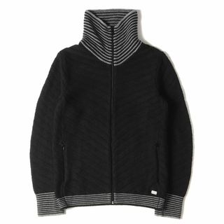 ARMANI EXCHANGE アルマーニエクスチェンジ ニット サイズ:S コットン ウール フルジップ ニット セーター ジャケット ドライバーズ  ブラック グレー 黒 トップス 長袖 【メンズ】【中古】