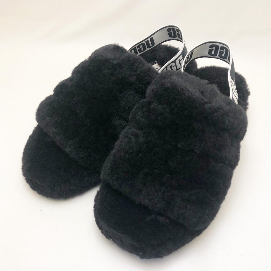 新品 UGG アグ サンダル FLUFF SLIDE ブラック 25.0cm-