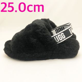 新品 UGG アグ サンダル FLUFF SLIDE ブラック 25.0cm-