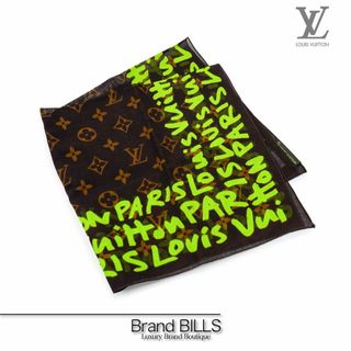 ルイヴィトン(LOUIS VUITTON)の未使用品 ルイ ヴィトン モノグラム グラフィティ バンダナ スカーフ ハンカチ 401910 ヴェール ブラウン(バンダナ/スカーフ)