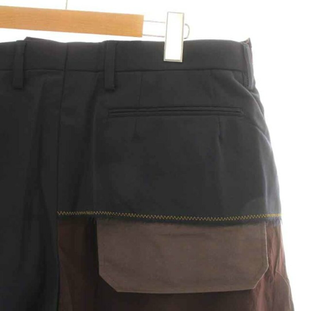 kolor(カラー)のkolor ハーフパンツ ショートパンツ ジップフライ 切替 2 M 茶 紺 メンズのパンツ(ショートパンツ)の商品写真