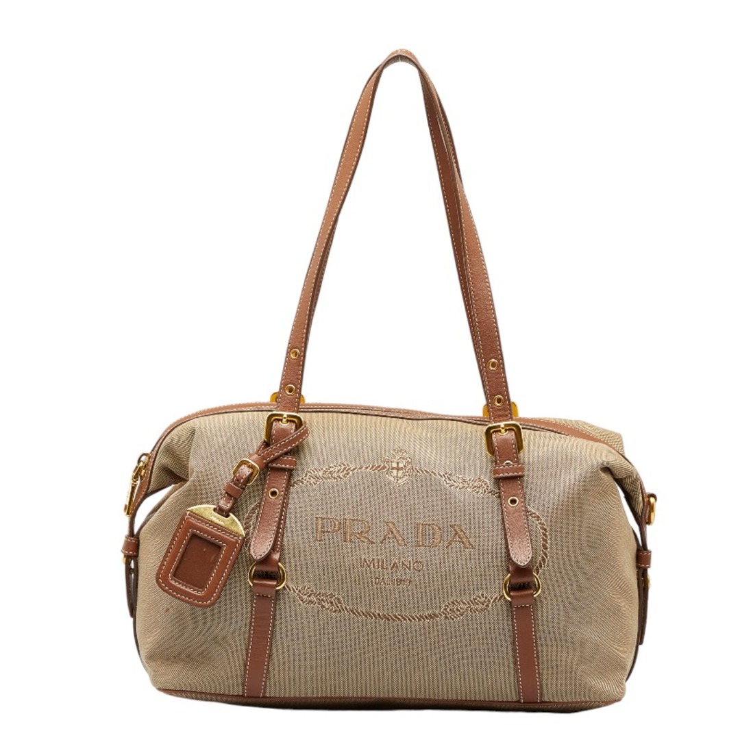 PRADA - プラダ ロゴ ジャガード ゴールド金具 ショルダーバッグ ミニ PRADA - プラダ ロゴ ジャガード ゴールド金具 ショルダーバッグ ミニ