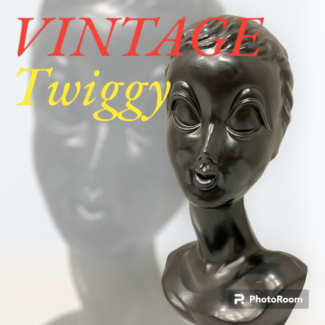 激レアVINTAGE TWIGGY HEAD  MANNEQUIN BLACKインテリア小物