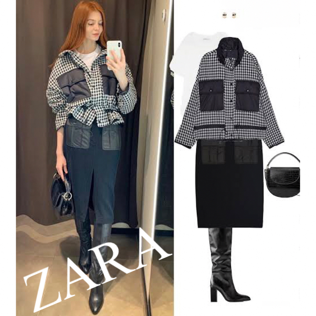 美品　ZARA ザラ　スカート　ツイード　スリット　ポケット　レザー　人気　完売