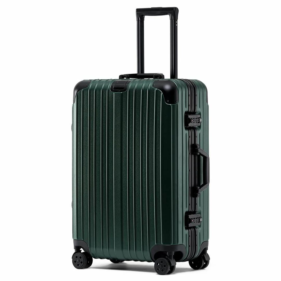 【色: 暗緑色＋黒】[Vilgazz] スーツケース キャリーケース アルミフレ