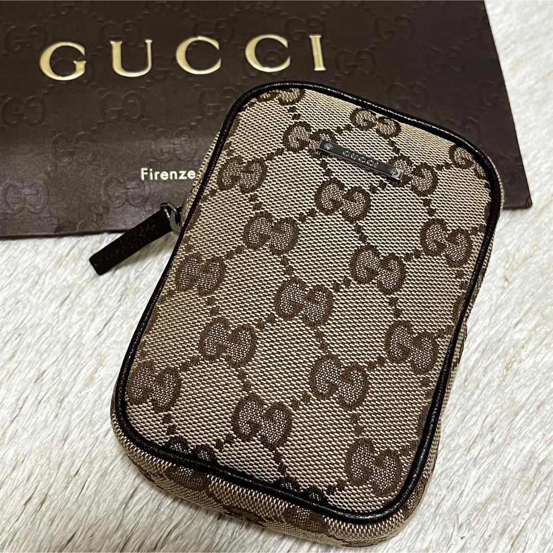 極美品✨グッチ シガレットケース 化粧ポーチ GGキャンバス×レザー