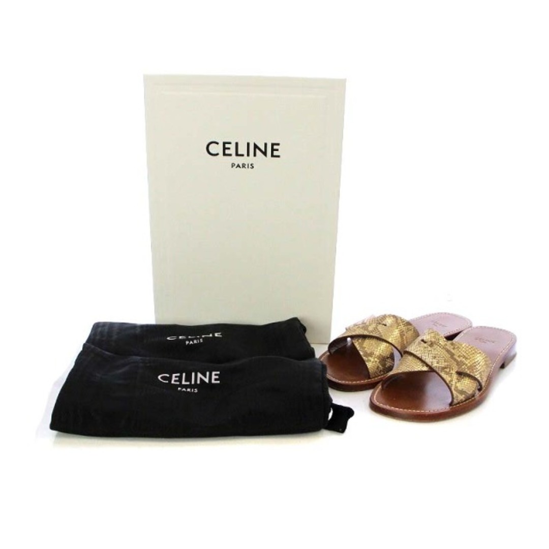 celine - セリーヌ CELINE サンダル フラット パイソン柄 レザー 35