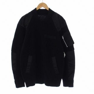 19ss sacai Dr.woo 刺繍ハイネック半袖ポンチョ ニット 黒2-