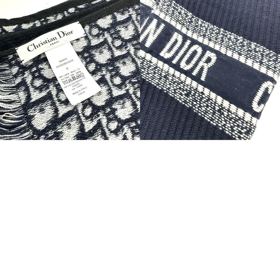 ディオール Dior オブリーク トロッター 31CDO301IXGS ロゴ マフラー ウール ネイビー