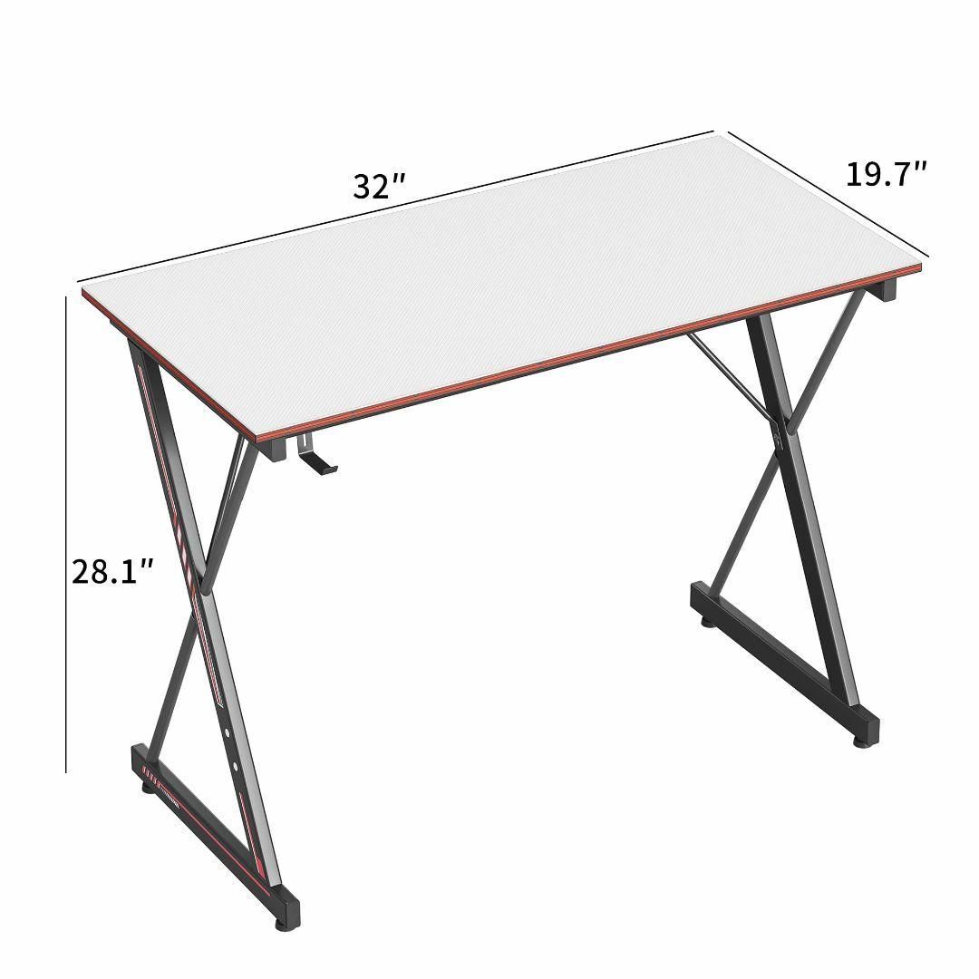 【色: ホワイト】DESINO ゲーミングデスク 幅80cm*奥行50cm X足