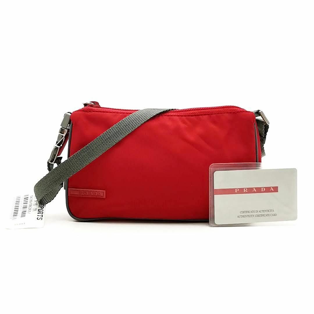超美品 プラダスポーツ ハンドバッグ 伊製 赤 03-23100604-