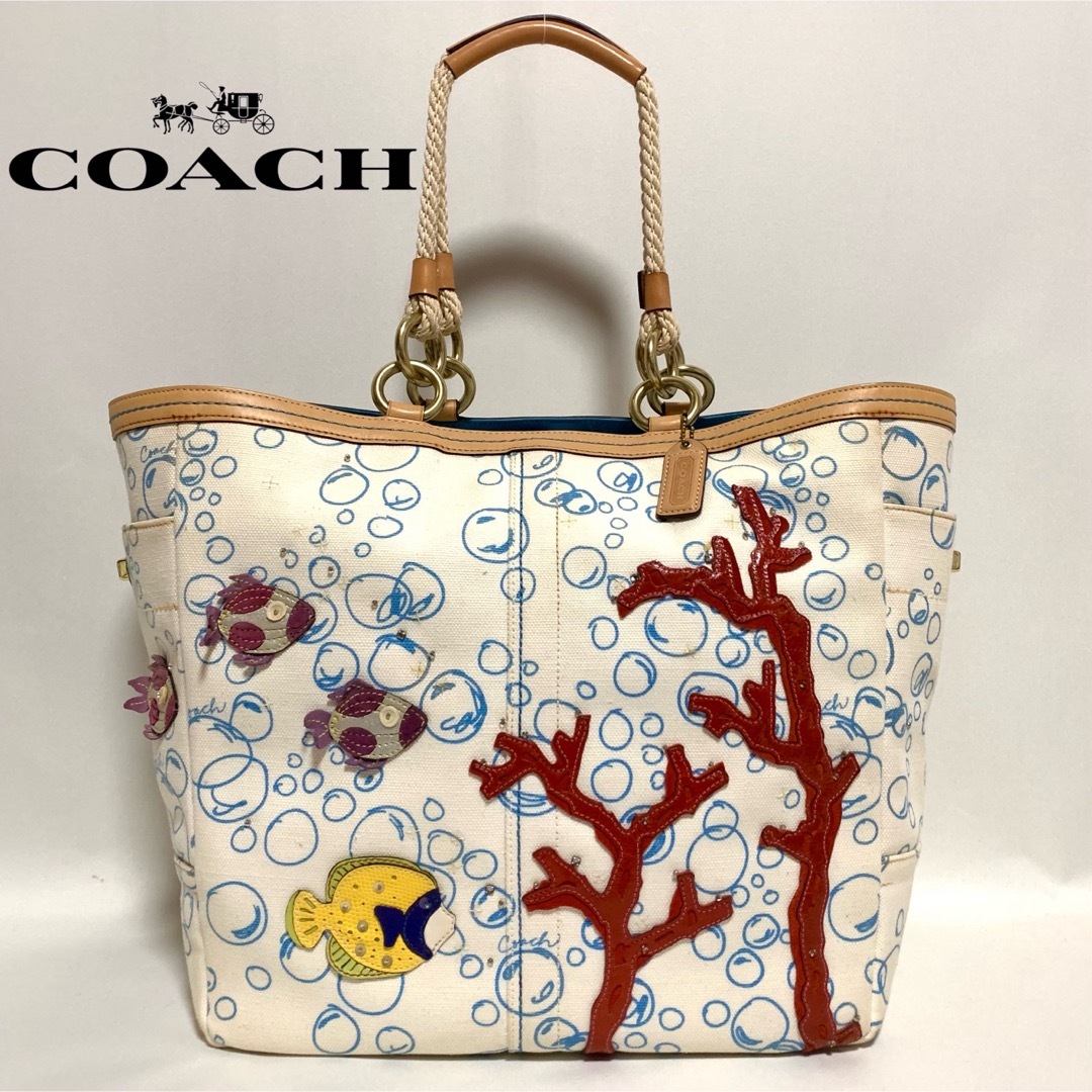 稀少】COACH コーチ トートバッグ マリンモチーフ-