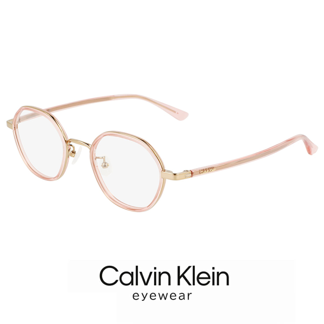 【新品】 レディース カルバンクライン メガネ ck23123lb-601 48mm calvin klein 眼鏡 おしゃれ ck23123lb 601 かわいい めがね チタン メタル オクタゴン クリア ローズ フレーム