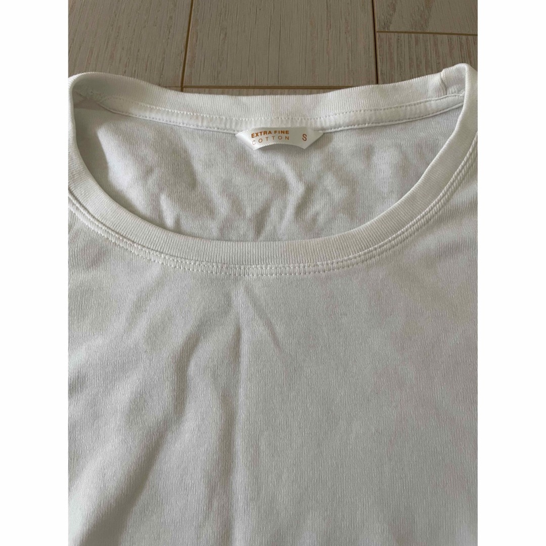 UNIQLO(ユニクロ)のユニクロ エクストラファインコットンTシャツ 7分袖 ホワイト Sサイズ レディースのトップス(Tシャツ(長袖/七分))の商品写真