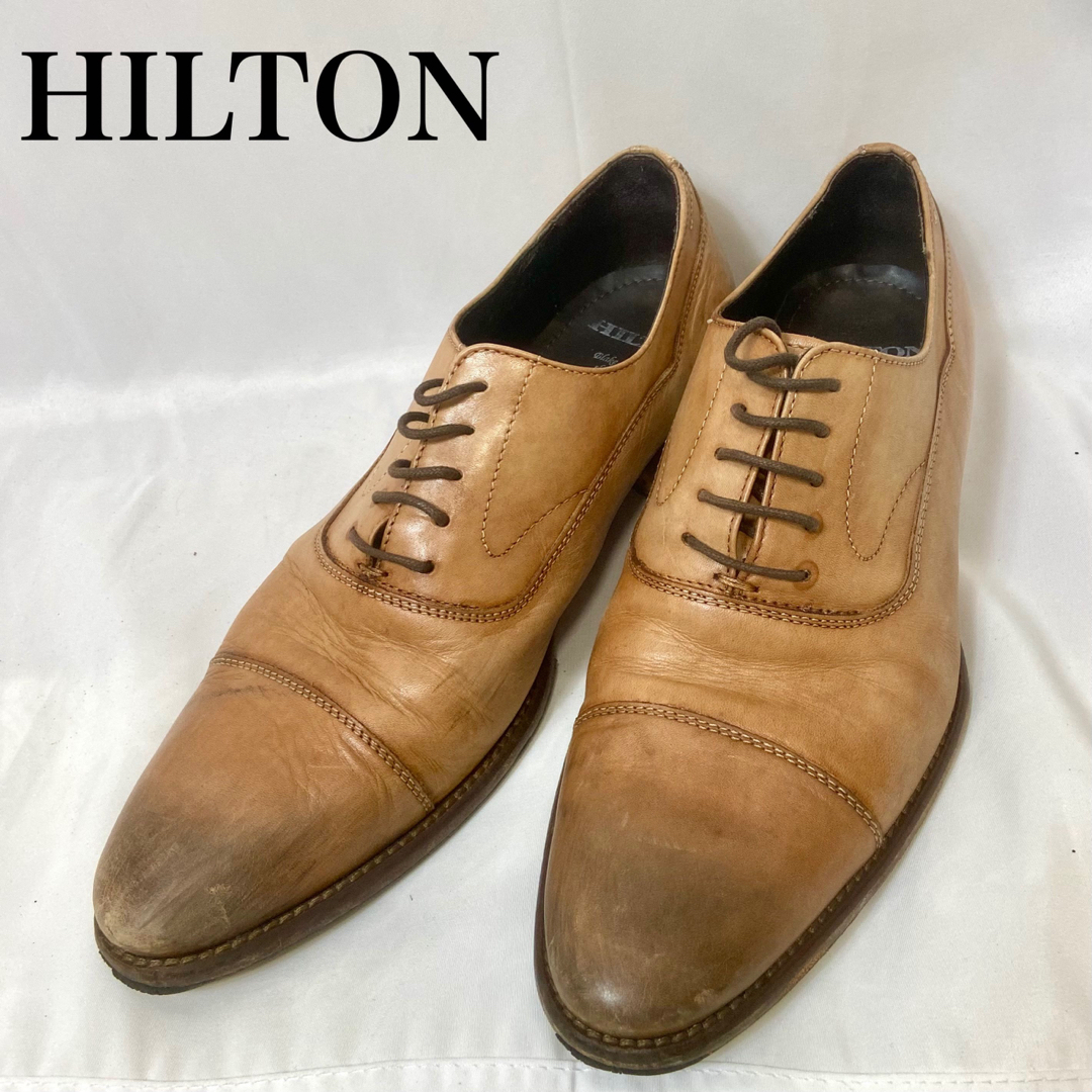 HILTON　プレーントゥ　41　ベージュ　革靴　ビジネスシューズ