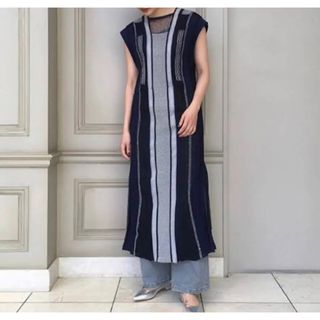 マメ(mame)のmamekurogouchi ニットドレス ネイビー 20SS(ロングワンピース/マキシワンピース)