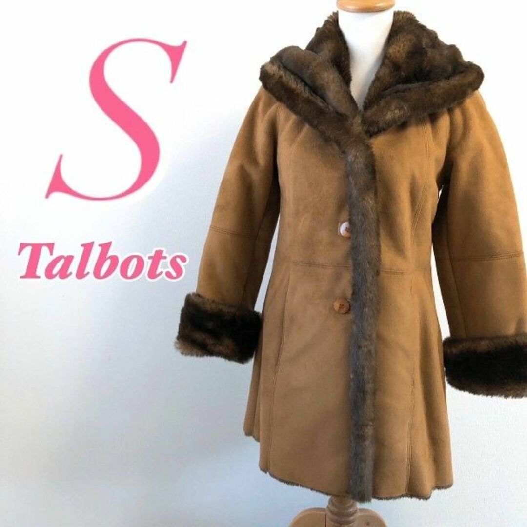 Talbots ブラウン　ロングコート　ファー　エレガント　Sサイズ