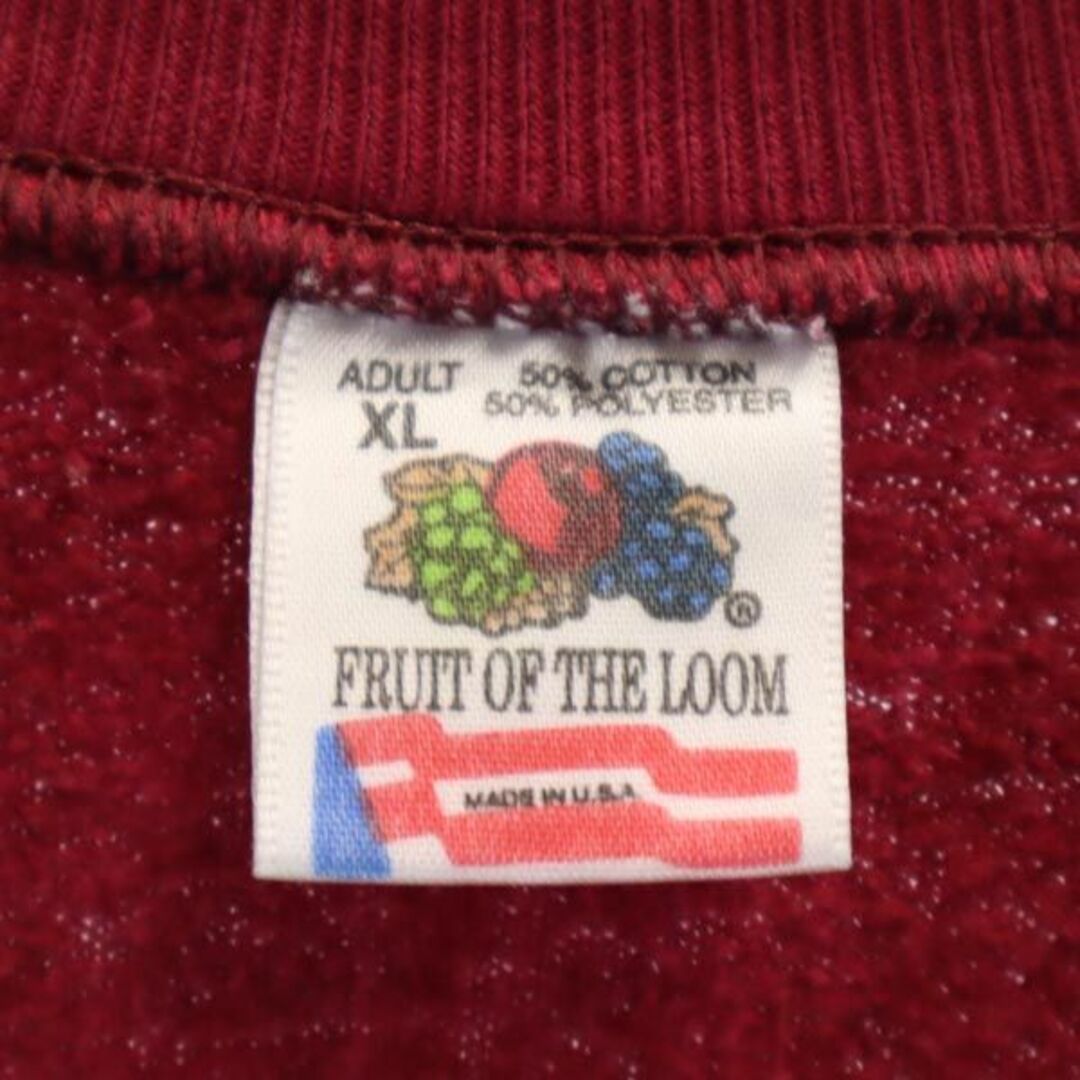 フルーツオブザルーム 90s オールド USA製 プリント スウェット 長袖トレーナー XL 水色 FRUIT OF THE LOOM 裏起毛 メンズ   【231010】