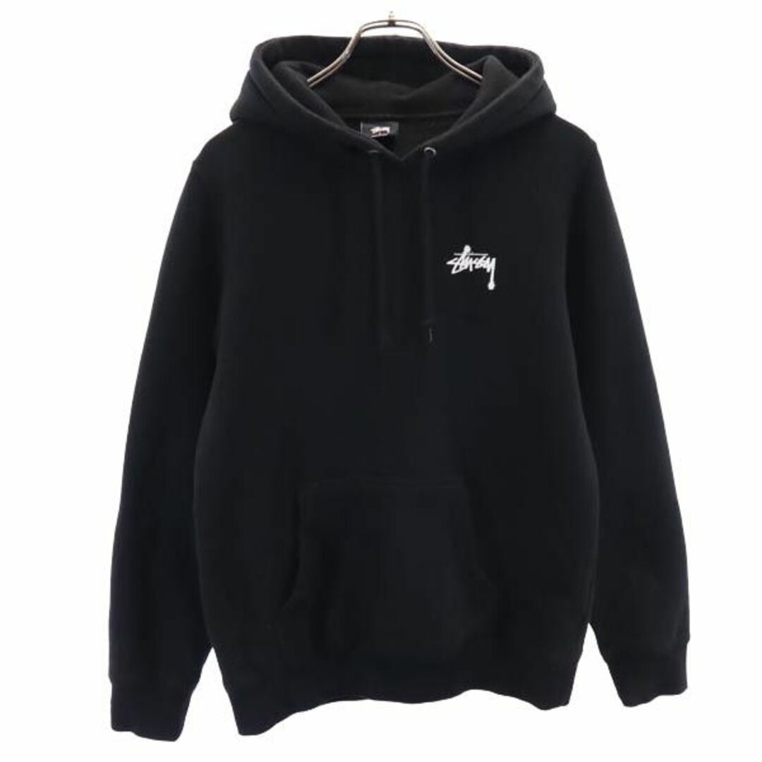 ステューシー バックプリント スウェットパーカー S ブラック STUSSY 裏起毛 メンズ   【231010】