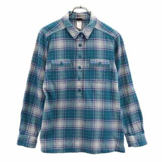 パタゴニア(patagonia)のパタゴニア ハーフボタン チェック柄 長袖 シャツ 4 ブルー系 patagonia レディース 【中古】  【231010】(シャツ/ブラウス(半袖/袖なし))