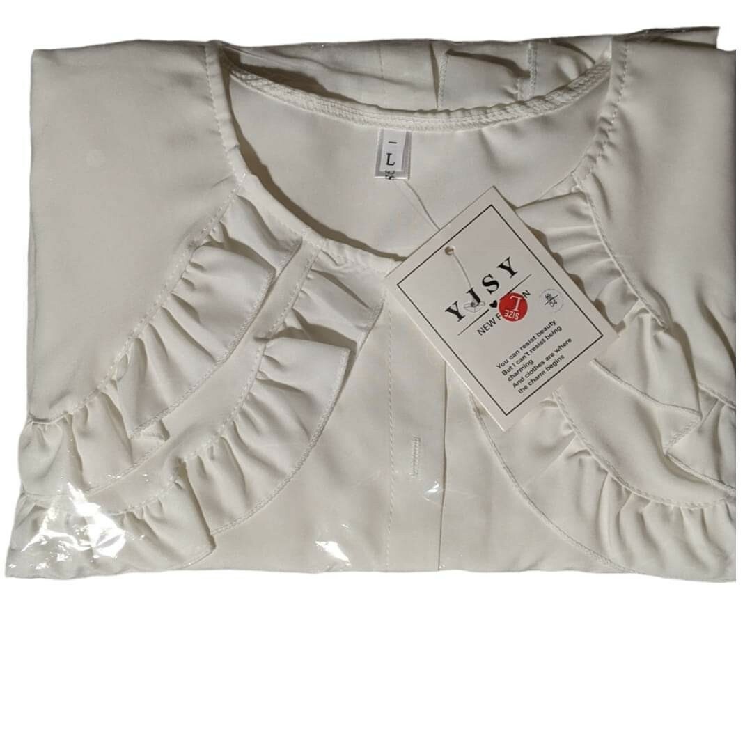 上品映え　トレンド  ビッグ襟  ブラウス  韓国  二重フリル  シャツ M レディースのトップス(シャツ/ブラウス(長袖/七分))の商品写真