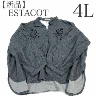 エスタコット(ESTACOT)の【新品】ESTACOT 長袖　襟付き　4L 大きいサイズ　ブラック　412(Tシャツ(長袖/七分))