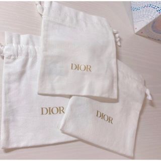 クリスチャンディオール(Christian Dior)の【未使用品】ノベルティ クリスチャンディオール白巾着×3枚(ポーチ)