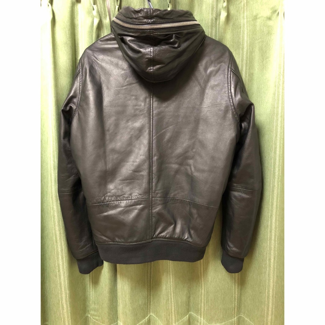 DIESEL(ディーゼル)の【美品】ディーゼル レザージャケット レザーパーカー シープスキンsize L メンズのジャケット/アウター(レザージャケット)の商品写真