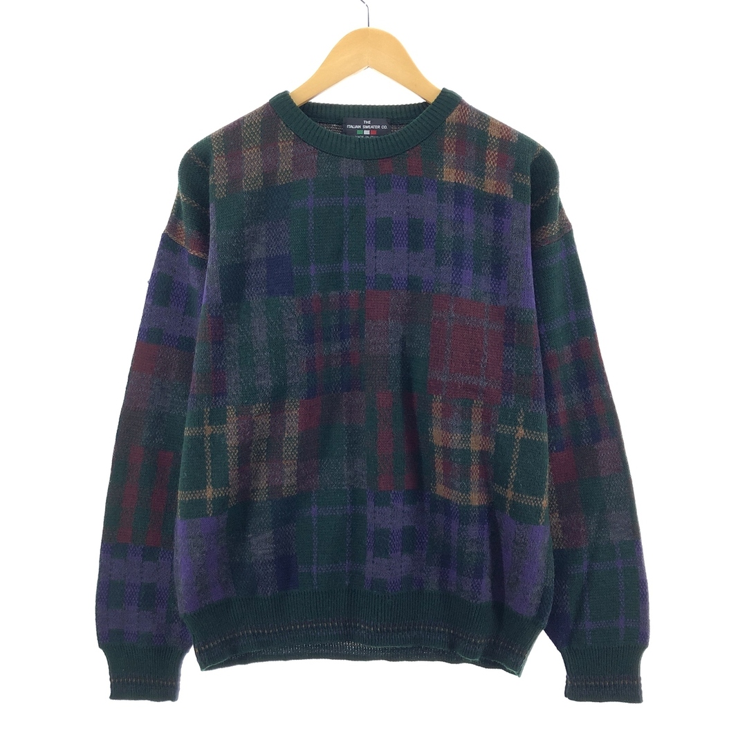 THE ITALIAN SWEATER チェック柄 ウールニットセーター イタリア製 メンズL /eaa35228555cm袖丈