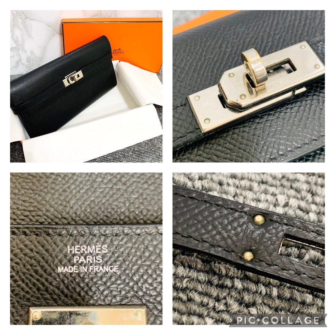 ✴︎極美品　HERMES エルメス ケリーウォレット ヴォーエプソン 黒 長財布