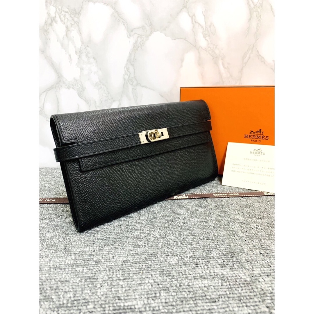 ✴︎極美品　HERMES エルメス ケリーウォレット ヴォーエプソン 黒 長財布